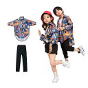 キッズダンス衣装 セットアップ ヒップホップ ズボン パンツ 柄シャツ ロングパンツ オーバーサイズ boys girls 女の子 男の子 ジャズ hiphop ゆったり