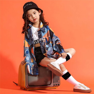 キッズダンス ダンス衣装 ヒップホップ 花柄シャツ キッズダンス 原宿系 男女兼用 ヒップホップ トップス ガールズ ジャッズ 韓国風 サルエル boys girls 女の子 男の子 ダンス衣装 ダンスウェア ジャッズ hiphop ゆったり jazz DJ オシャレ