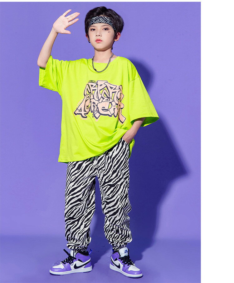 キッズダンス衣装 セットアップ トップス ヒップホップ ゼブラ柄 女の子 半袖 tシャツ パンツ 子供服 ヒップホップ ダンス衣装 ストリート ジャズダンス 原宿系 レッスン ダンスウェア 練習着 団体 ステージ衣装 ジャッズ hiphop 110-180