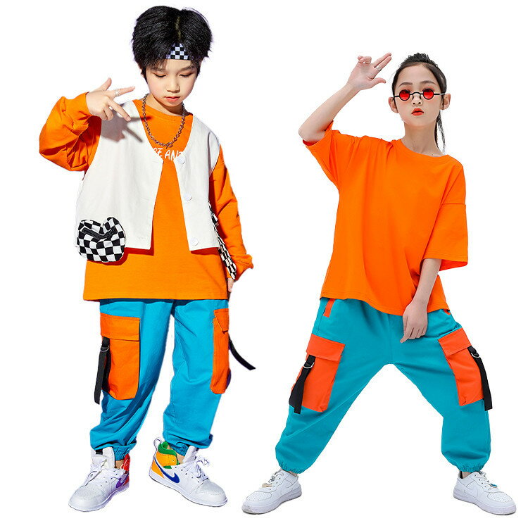 キッズダンス衣装 セットアップ 長袖/半袖tシャツ トレーナー トップス パンツ 女の子 男の子 ユニセックス ダンス衣装 子供服 ヒップホップ ダンス 衣装 ストリート 原宿系 レッスン ダンスウェア ジャッズ hiphop 110 120 130 140 150 160 170