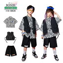 キッズダンス衣装 セットアップ 上下セット チアガール ベスト 黒パンツ 半袖 シャツ 男の子 女の子 子供服 ヒップホップ ダンス衣装 派手 ストリート B系 原宿系 レッスン ダンスウェア ジャッズ hiphop 単品販売 110-170