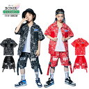 キッズ ダンス衣装 tシャツ 赤 黒 半袖 ヒップホップ セットアップ ユニセックス おしゃれ イベント衣装 韓国 発表会 ペイズリー 110-180cm