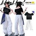 女の子 子供服 夏服 日常着 練習着 ワンショルダートップス Tシャツ ブラック 半袖 へそ出し ダンス衣装 K-POP風 ホワイト カーゴパンツ ズボン こども ジュニア Y2K ダンスウェア 応援団 ヒップホップ jazz 小学生 団体服 hiphop 発表会 110-180