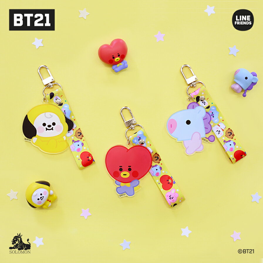 【：50%OFF SALE：】ソロモン商事【BT21 BABY アクリルワイヤーキーホルダー (ストラップ付き) 】ACRYLIC WIRERING アクリルワイヤーリング キーホルダー キーリング カバン KOYA RJ SHOOKY MANG CHIMMY TATA COOKY　30%OFFセール 50%OFFセール