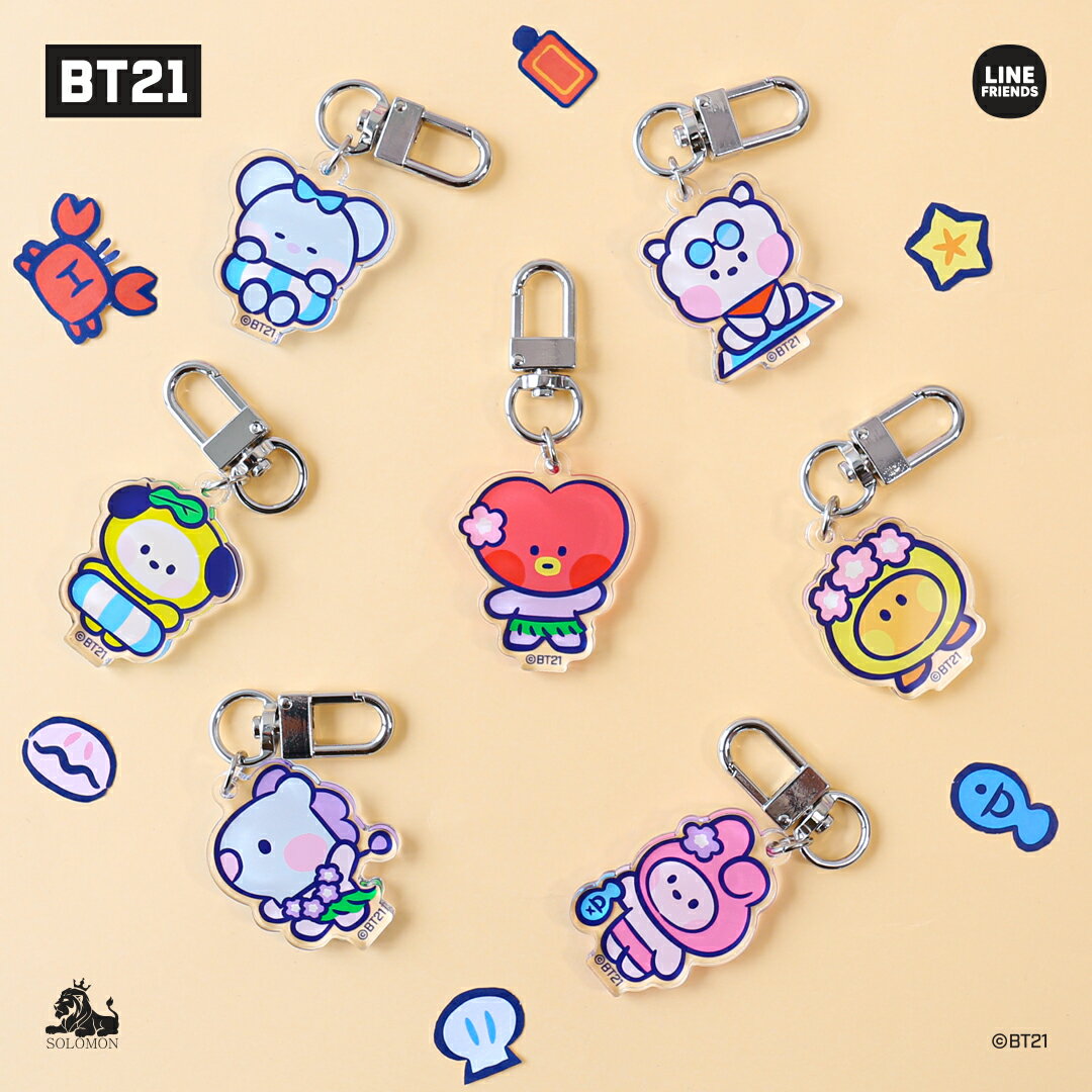 【：50%OFF SALE：】ソロモン商事【BT21 minini アクリルキーリング 夏 ver. (小) BT21_AKM_M】ACRYLIC KEY RING SUMMER ver. 公式 KOYA RJ SHOOKY MANG CHIMMY TATA COOKY 夏 4/27