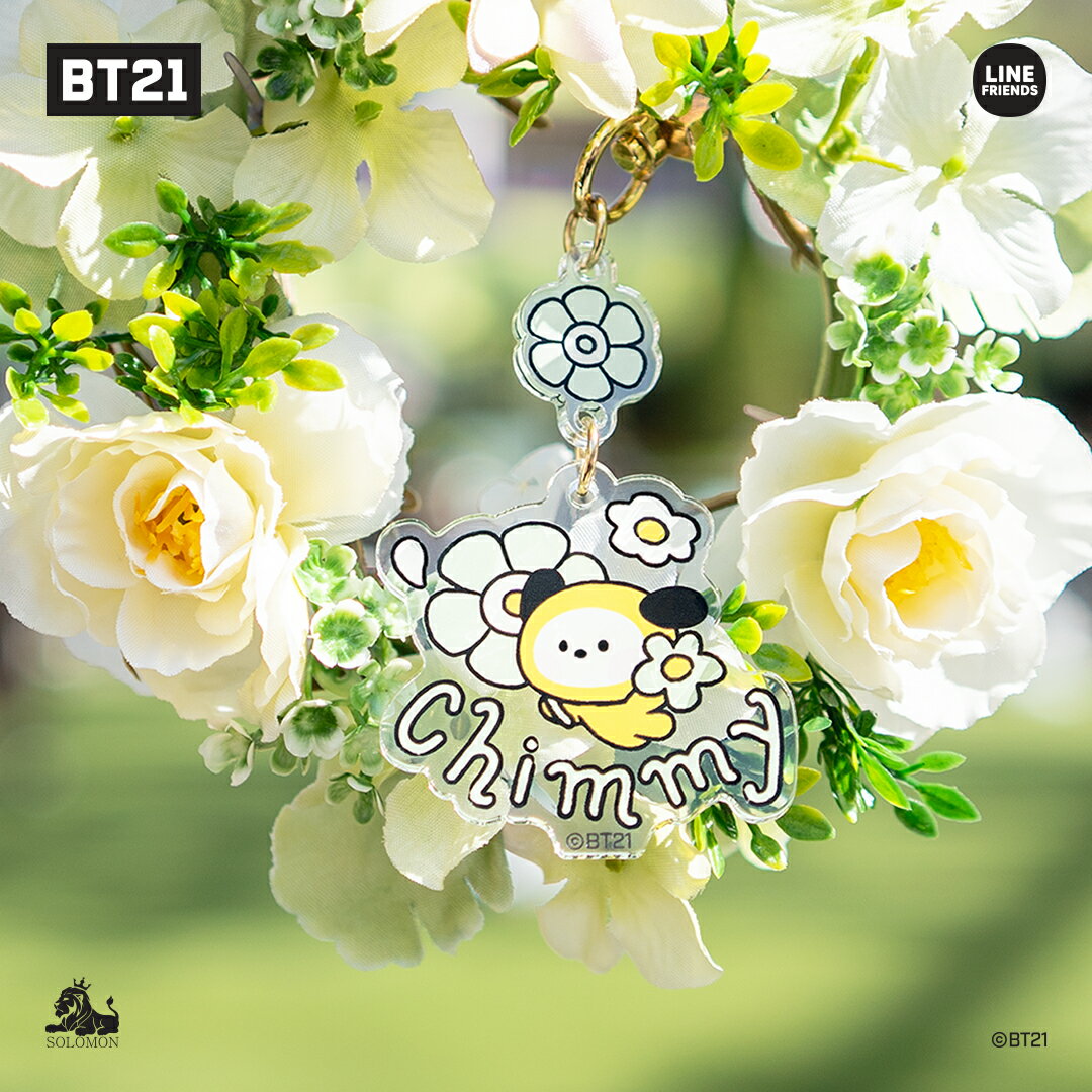 【：50 OFF SALE：】ソロモン商事【BT21 minini Happy Flower アクリルキーリング BT21_HFK_M】ACRYLIC KEYRING アクリルキーリング アクリルキーホルダー アクキー チャーム KOYA RJ SHOOKY MANG CHIMMY TATA COOKY