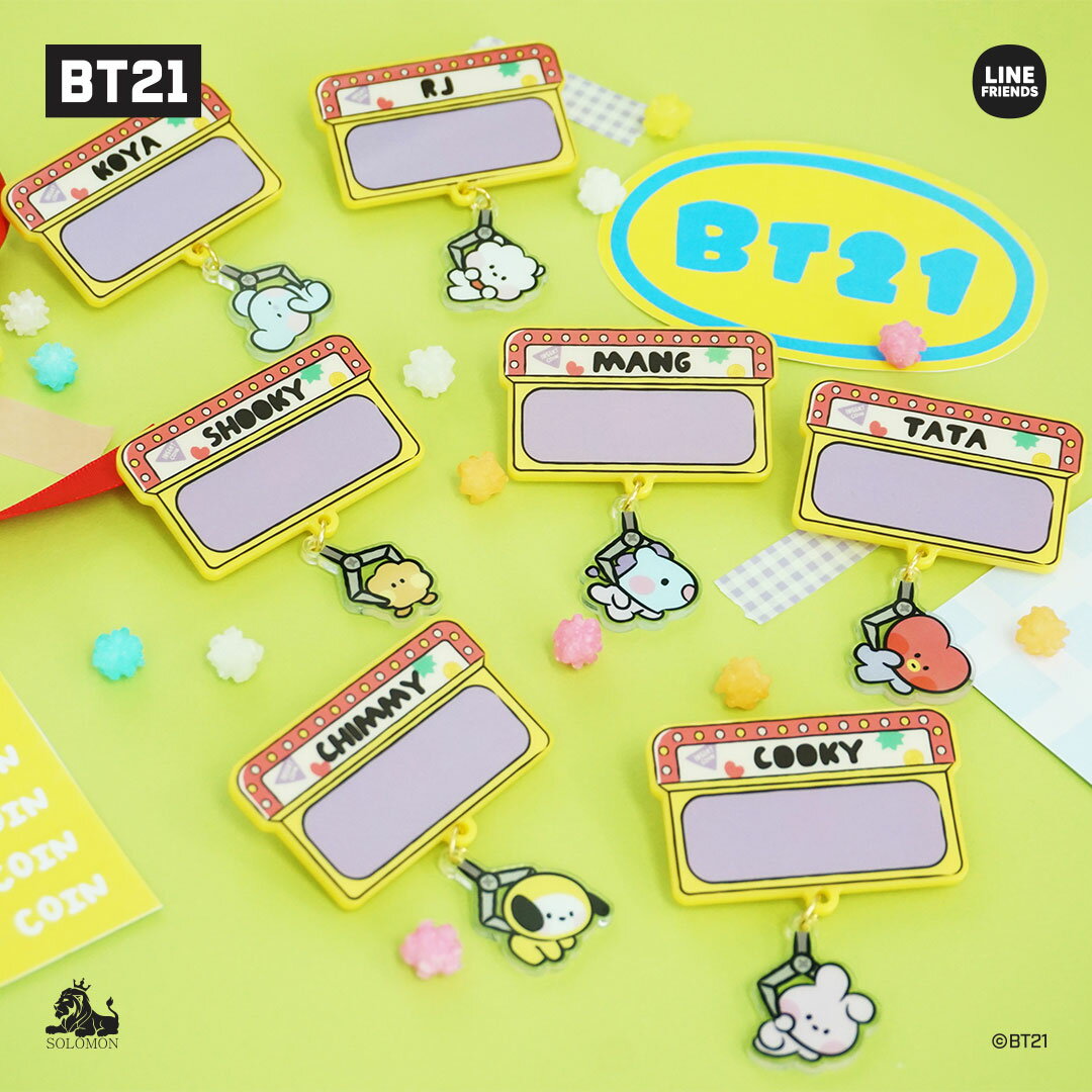 【：50 OFF SALE：】ソロモン商事【BT21 minini アクリルネームピンバッジ（アルファベットシール付き) BT21_MAP_M 】NAME BADGE アクリルネームバッジ ピンバッジ KOYA RJ SHOOKY MANG CHIMMY TATA COOKY