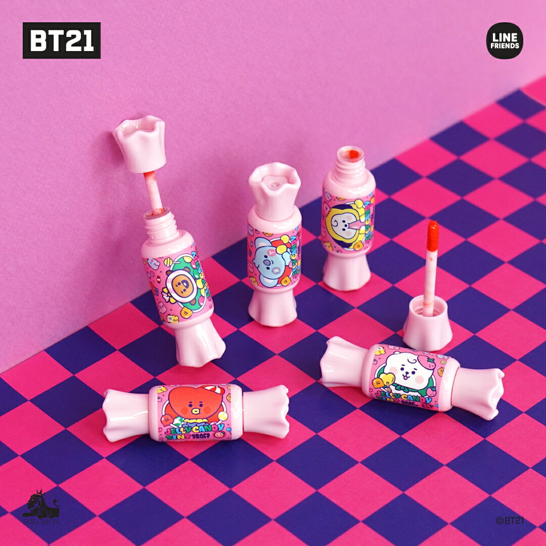 【：50 OFF SALE：】ソロモン商事 【BT21 ゼリーキャンディティント】JELLY CANDY TINT ティント 色付き リップ 口紅 コスメ かわいい 甘い 公式 KOYA RJ SHOOKY MANG CHIMMY TATA COOKY