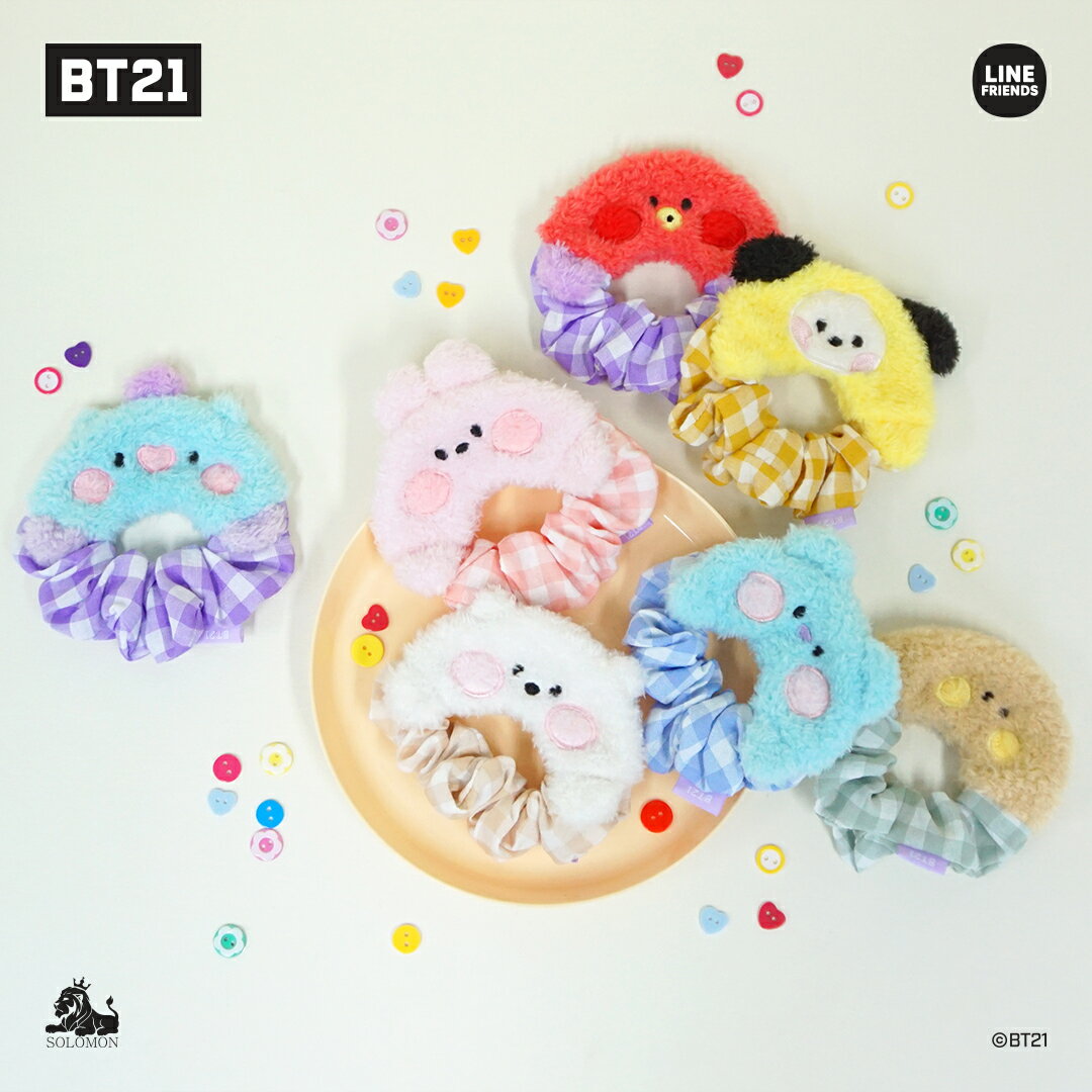 ソロモン商事HAIR CHOU CHOU ヘアアクセ ヘアゴム かわいい キャラクター BHT_BT21_M KOYA RJ SHOOKY MANG CHIMMY TATA COOKY アクセサリー 髪留め 髪飾り ふわふわ ポニーテール 手首 雑貨 まとめ髪 お風呂 サウナ プール 髪の毛 ポニーテール