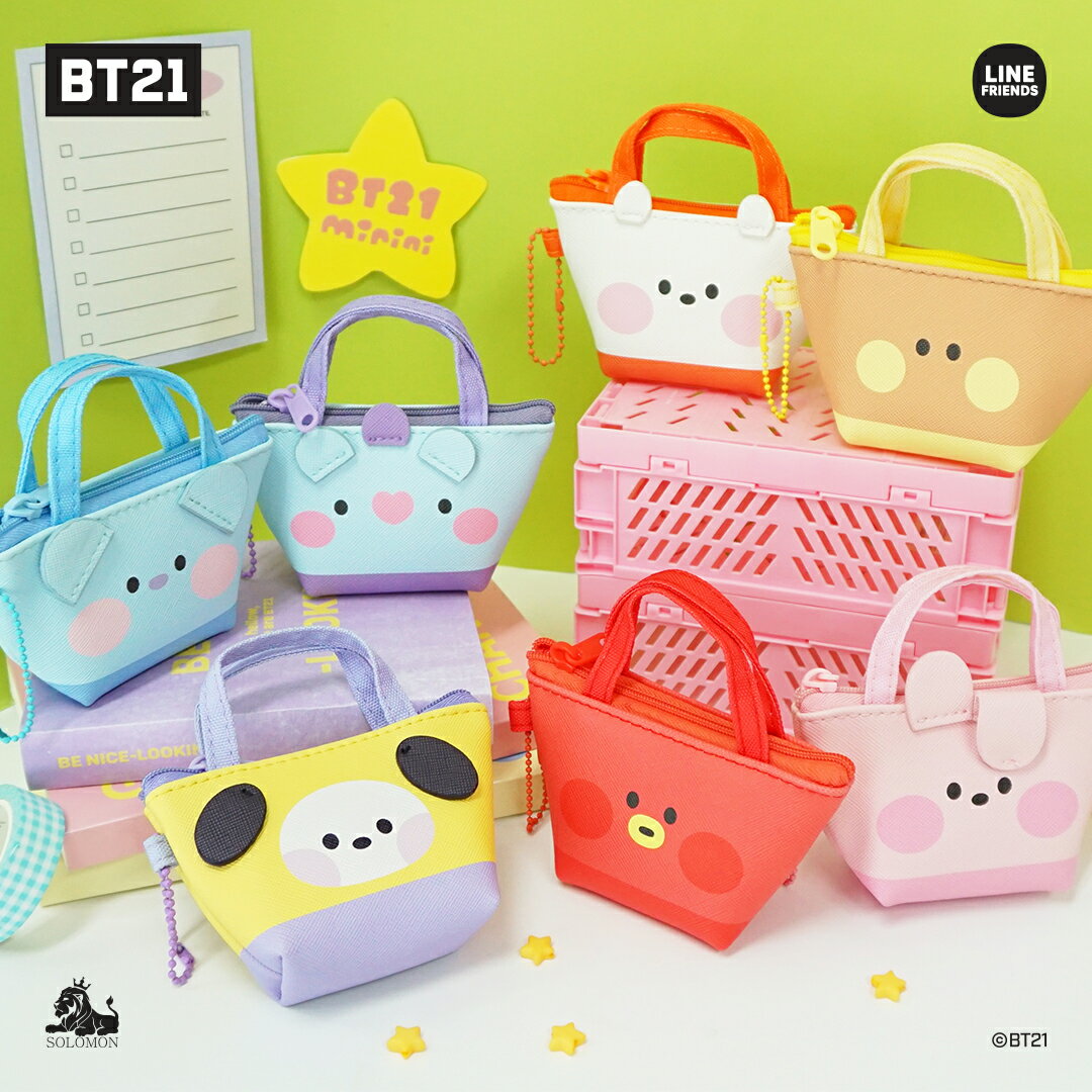 ソロモン商事【BT21 minini ミニポーチ BT21_MMP_M】MINI POUCH 小物入れ ポーチ ポケット コスメ ポーチ 収納 公式 KOYA RJ SHOOKY MANG CHIMMY TATA COOKY