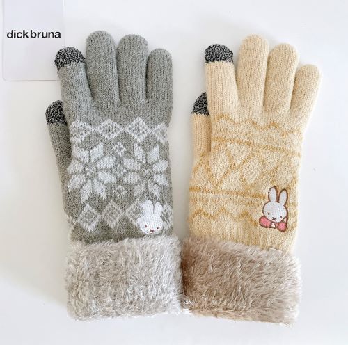 ミッフィー スマホ 対応 手袋 ファー ふわもこmiffy Dick Bruna アップリケ 刺繍
