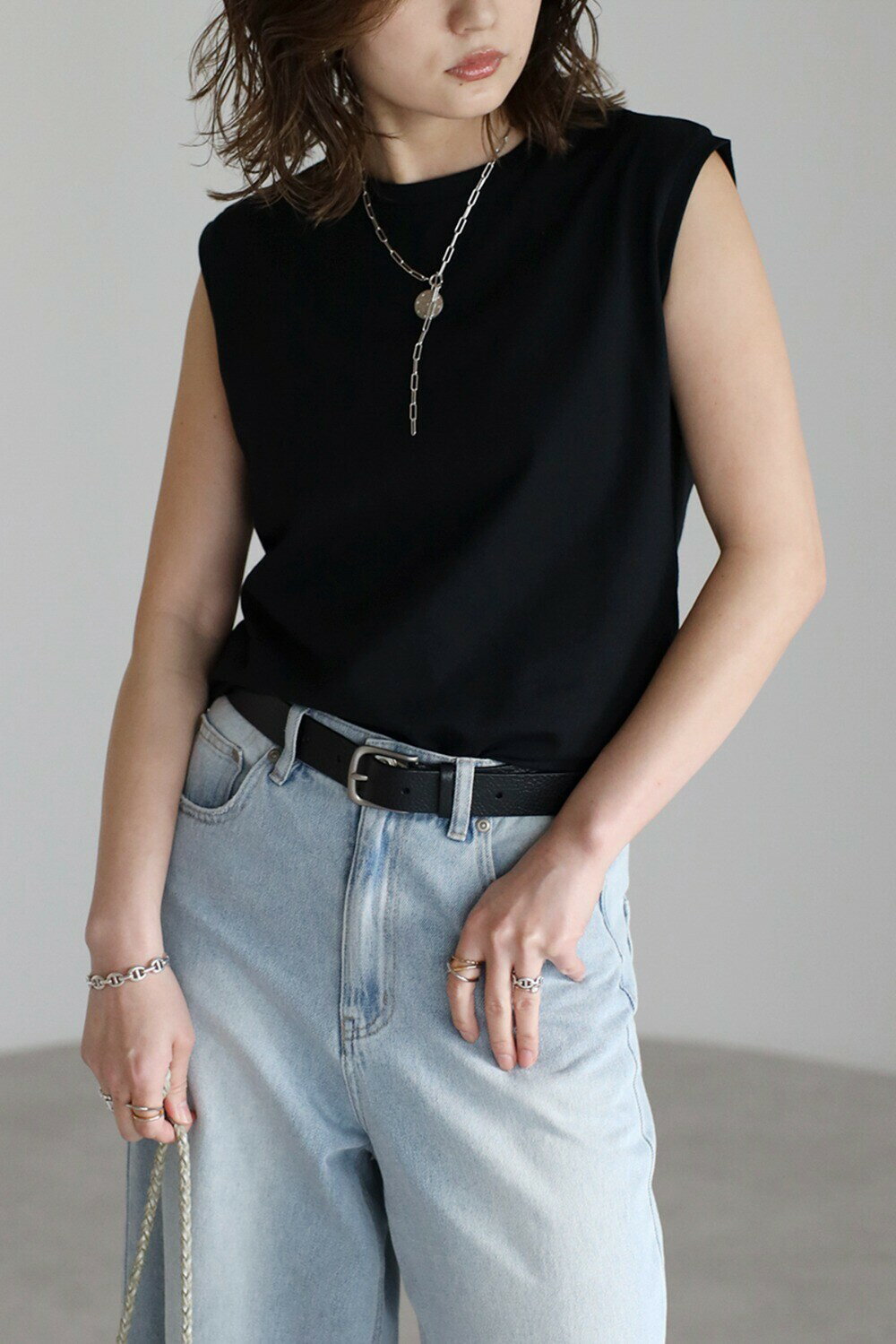 ＼全品対象20%OFFクーポンで2552円！4日23:59まで／ USAコットンベーシックノースリーブT 77-004903のサムネイル