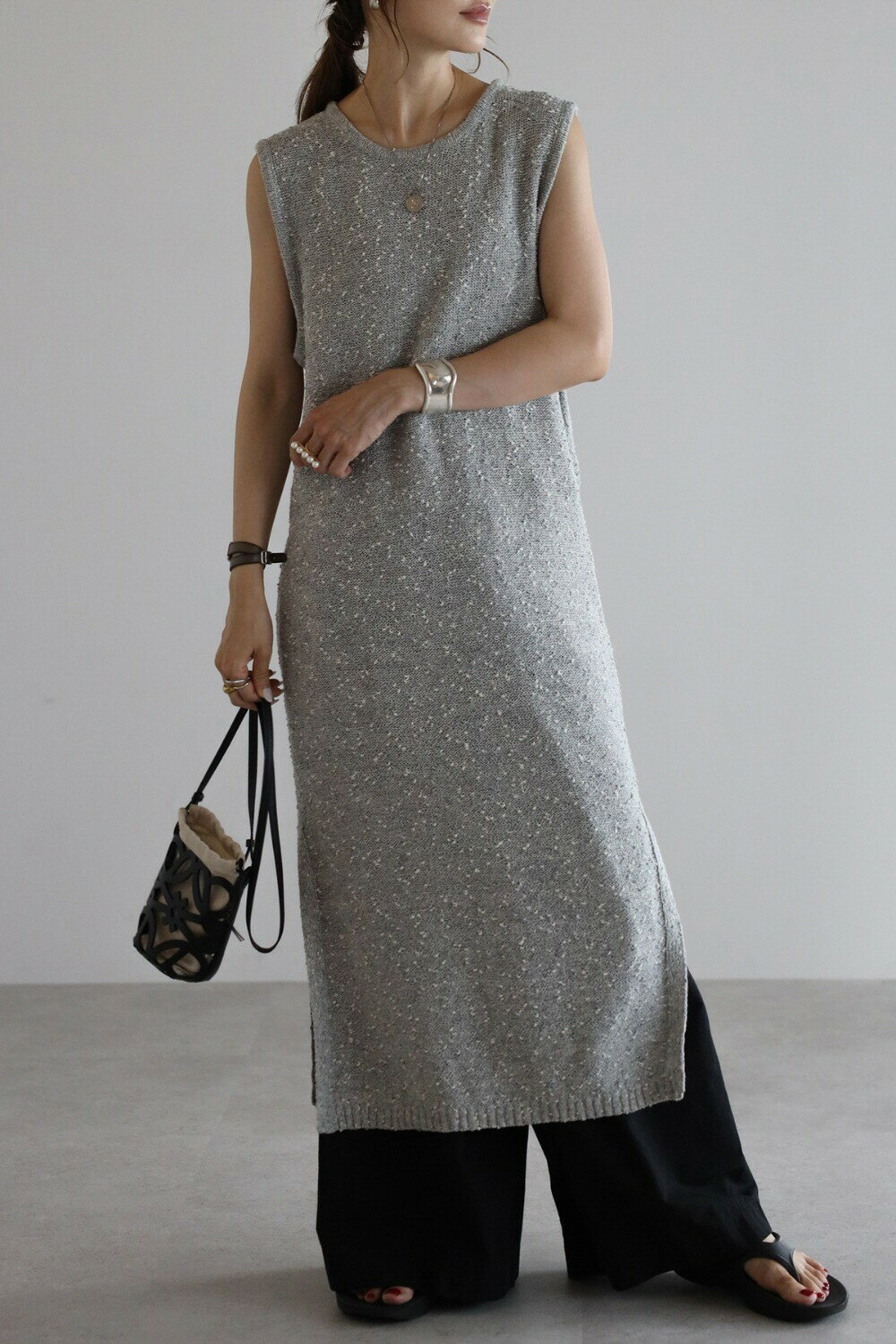 ＼19日20時〜全品対象30%OFFクーポンで5082円／ ネップニットワンピース 77-005036【予約/8月中旬】のサムネイル