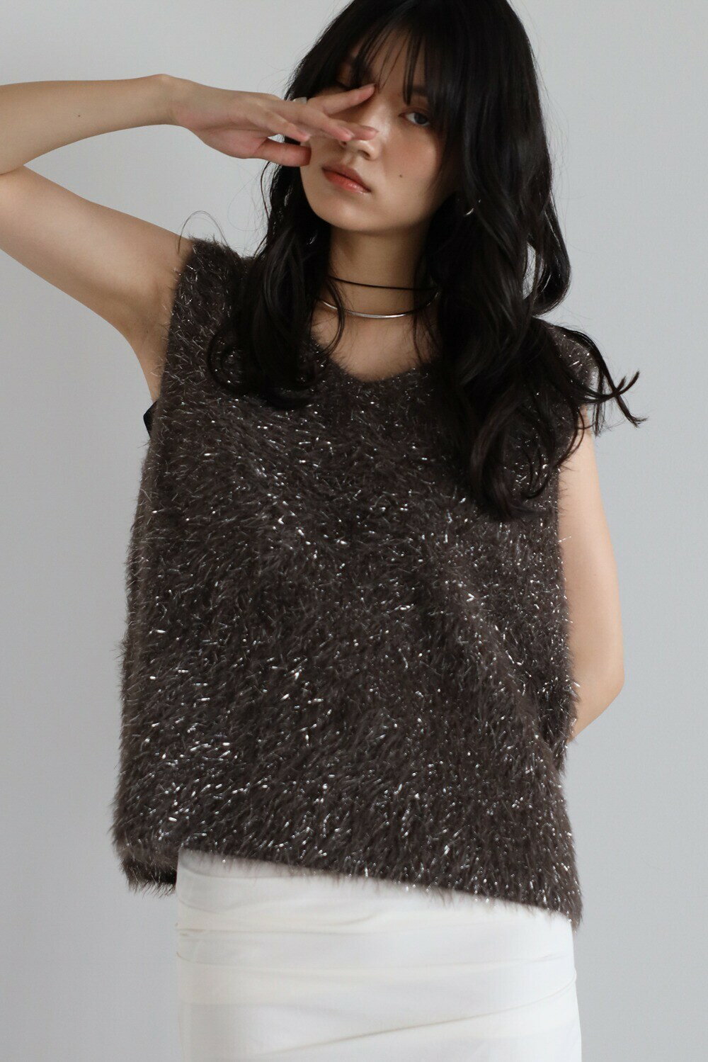 ENC エンク glitter shaggy knit vest / ラメシャギーニットベスト 88-004925【予約/11月中旬】のサムネイル