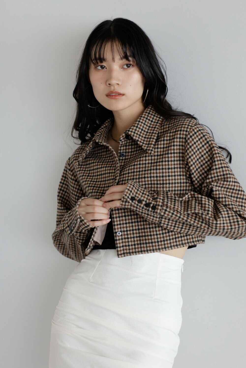 brushed check cropped shirt / 起毛チェッククロップドシャツ 88-005012のサムネイル