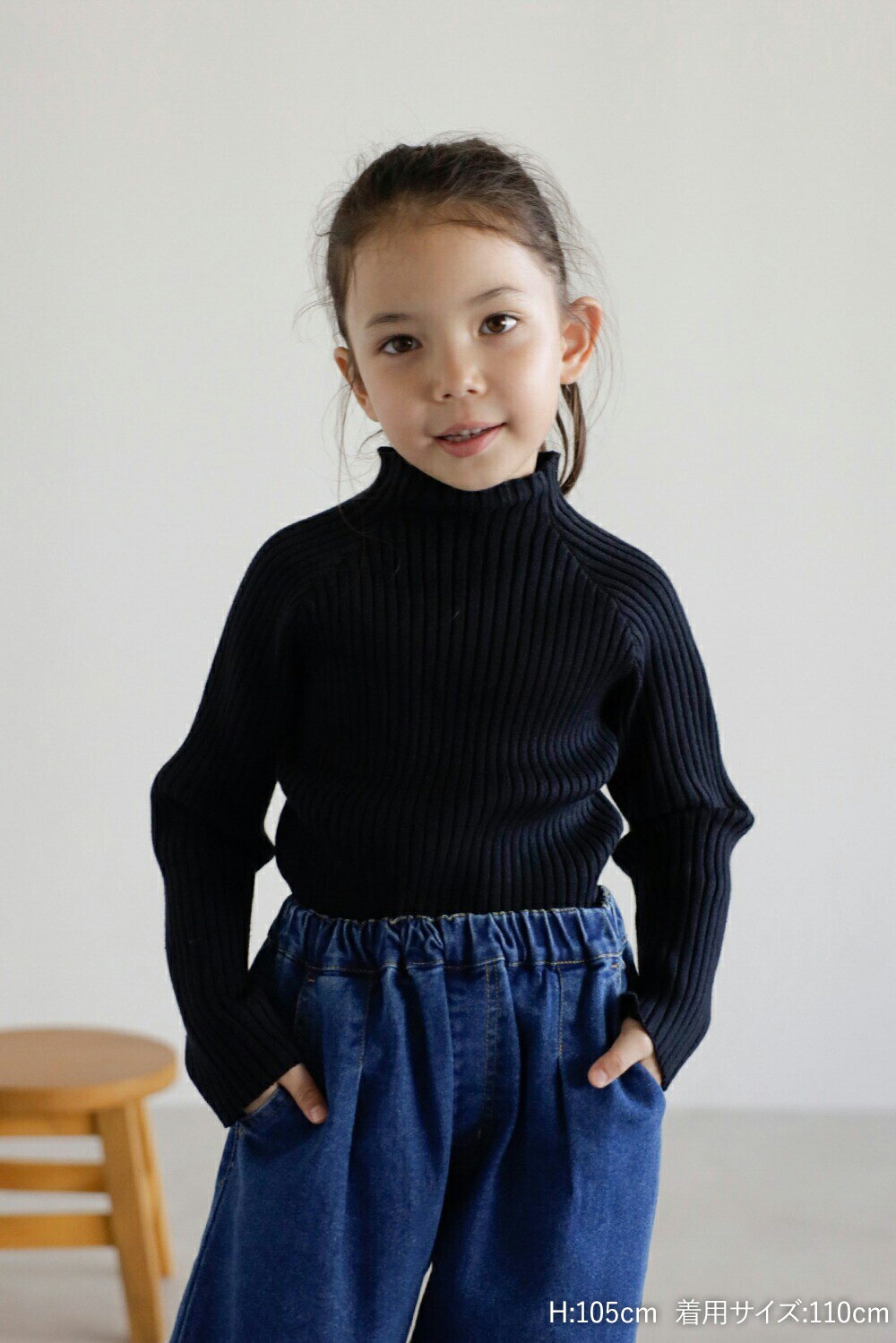 【3-10才対応】ハイネックワイドリブニット 88-004871のサムネイル