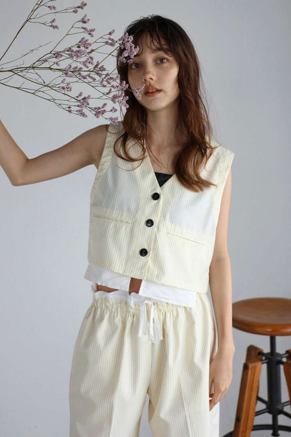 ENC エンク design pocket stripe vest / ピンストライプデザインポケットベスト 77-004036のサムネイル