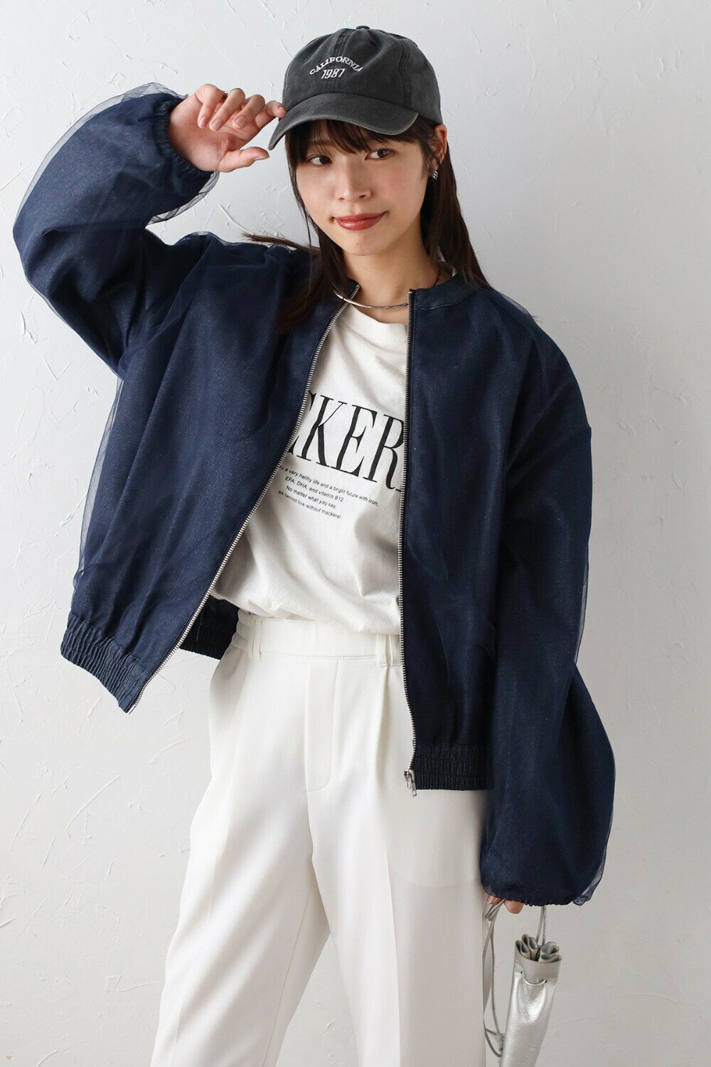 チュールレイヤードライトオンスデニムブルゾン 77-004518