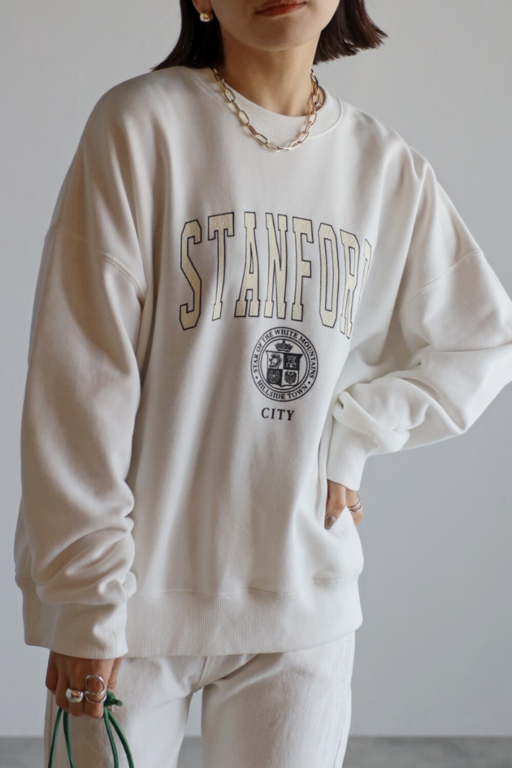 【予約】STANFORDカレッジロゴプリント裏毛ルーズプルオーバー ap22016のサムネイル