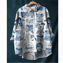 シャツ レディース トップス チュニック丈 可愛い犬柄 ブラウス オーバーサイズ 長袖 羽織り 漫画柄 春秋 オーバーシルエット ラフスタイル 大きいサイズ ゆ...