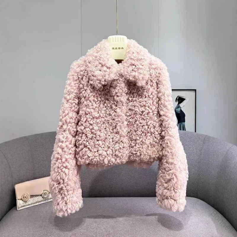 ミリタリー風 レディース カーキ マウンテン おしゃれ アウター 羊飼い巻 2025年に爆発した子羊の毛の短いコート 冬用コットンウェア ファッション毛皮コート