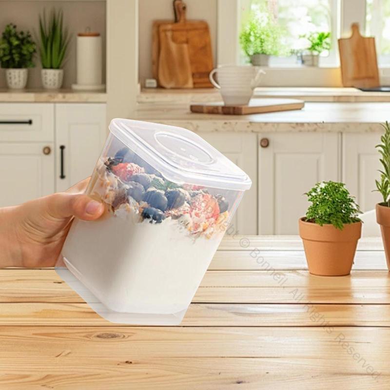 ヨーグルト保存容器 蓋付きフルーツジャー 穀物スナック用密閉ボックス 便利で清潔な食品保存容器 キッ..