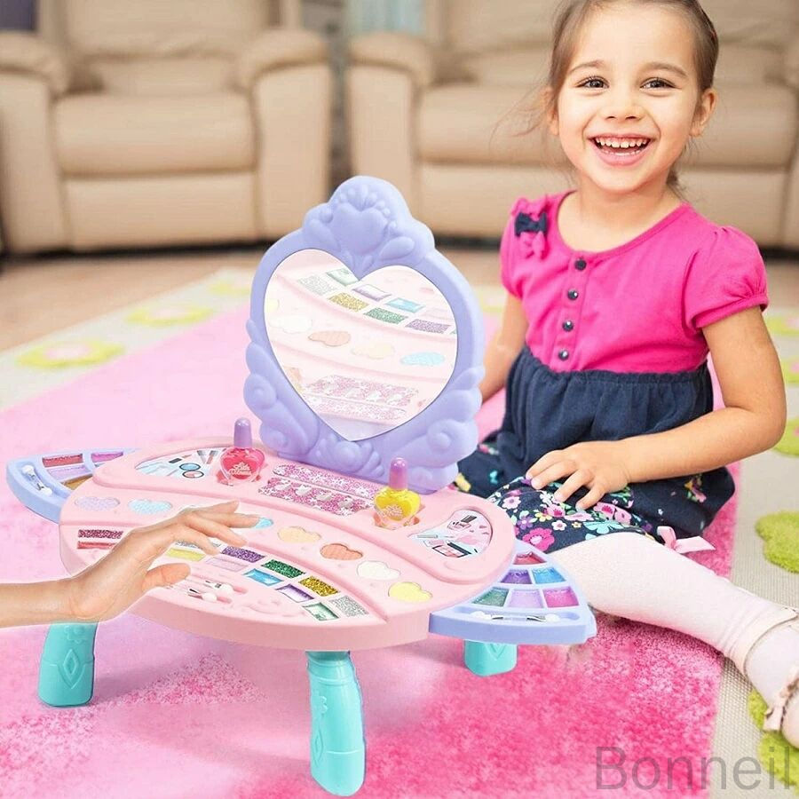 お化粧セット 子供用化粧品のおもちゃメイクボックス おままごと用 子供メイクアップセット 姫系 女の子 安全無毒 水溶性 洗える 知育玩具 ごっこ遊びに最適 誕...