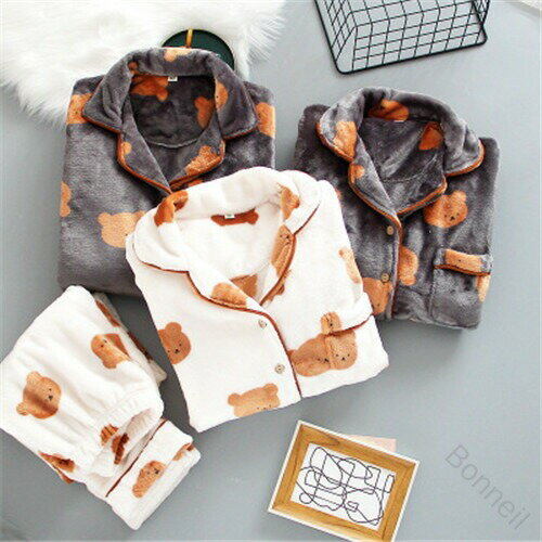 秋冬 もこもこ ペア パジャマ 上下 セット カップル ルームウェア 可愛い レディース ペア部屋着 クマ 結婚祝い プレゼント ギフト 冬 お揃い ペアパジャマ カップル用 人気 冬用 快適 保温 ふわふわ カップル ペア パジャマ ルームウェア