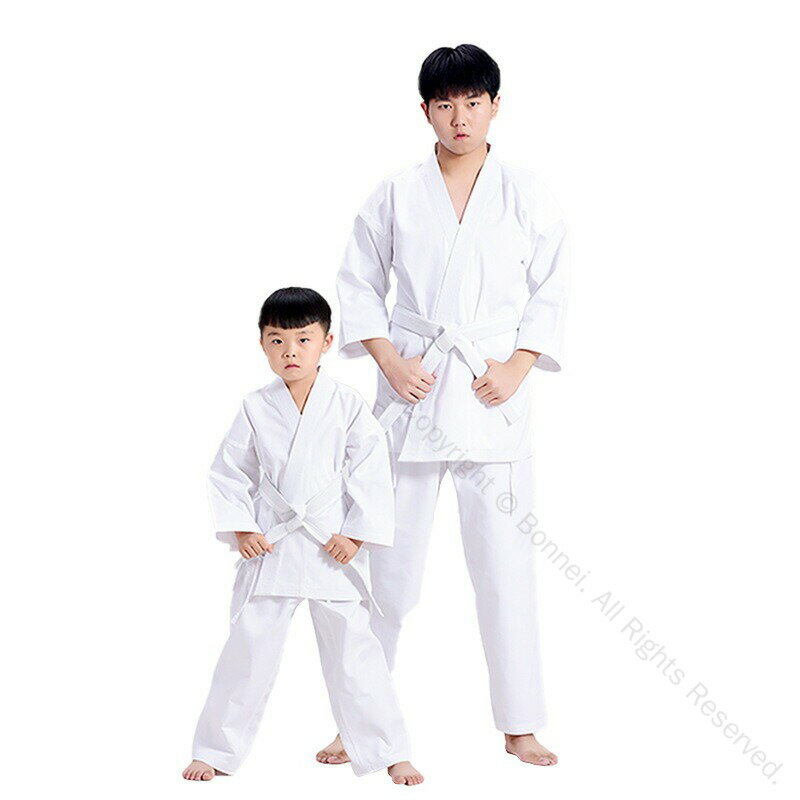 柔道着3点セット 白帯付き 授業用 練習用 大人用 子供用 男女兼用 空手着 合気道着 110-190cm 初心者向..