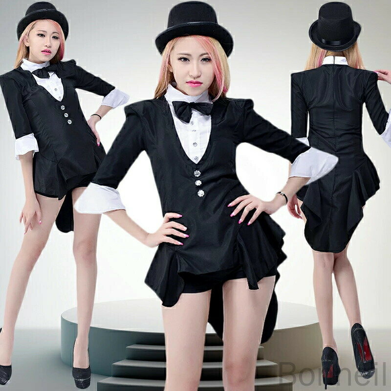 ダンス衣装 大人 レディース 秋用ジャズダンススーツ マジック演出対応タキシード燕尾服 セクシー演出服 hiphop練習着 ダンスウェア オトナ用ステージ服 団体演出向け