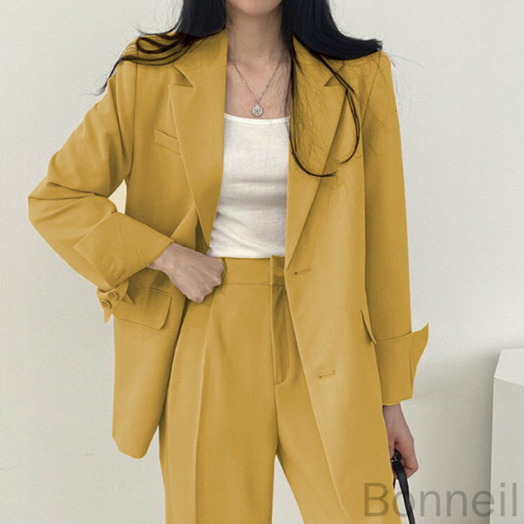 カジュアルスーツ セットアップ レディース パンツスーツ 春秋 オフィス ビジネススーツ 入学式 卒業式 体型カバー 上下セット 通勤 OL フォーマル ジャケット おしゃれ 大きいサイズ 就活 セレモニー ママスーツ 可愛い 洗練されたデザインで快適な着心地の上品なセットアッ