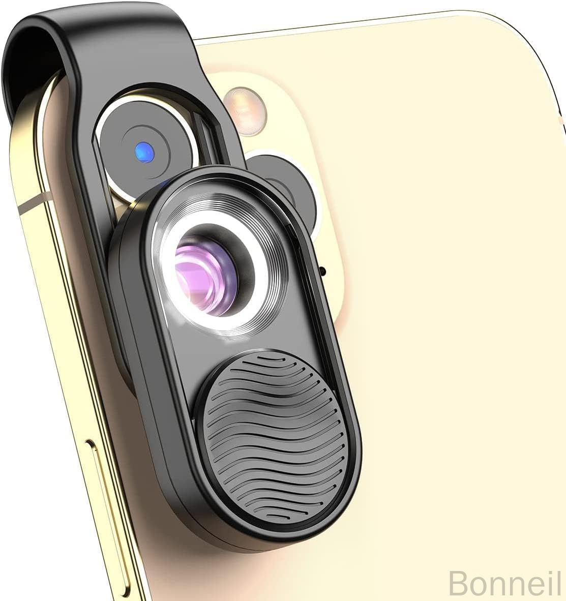 100倍小型顕微鏡 スマホ用 HD光学レンズ搭載 デジタル顕微鏡 クリップ付き LEDライト内蔵 マイクロスコ..