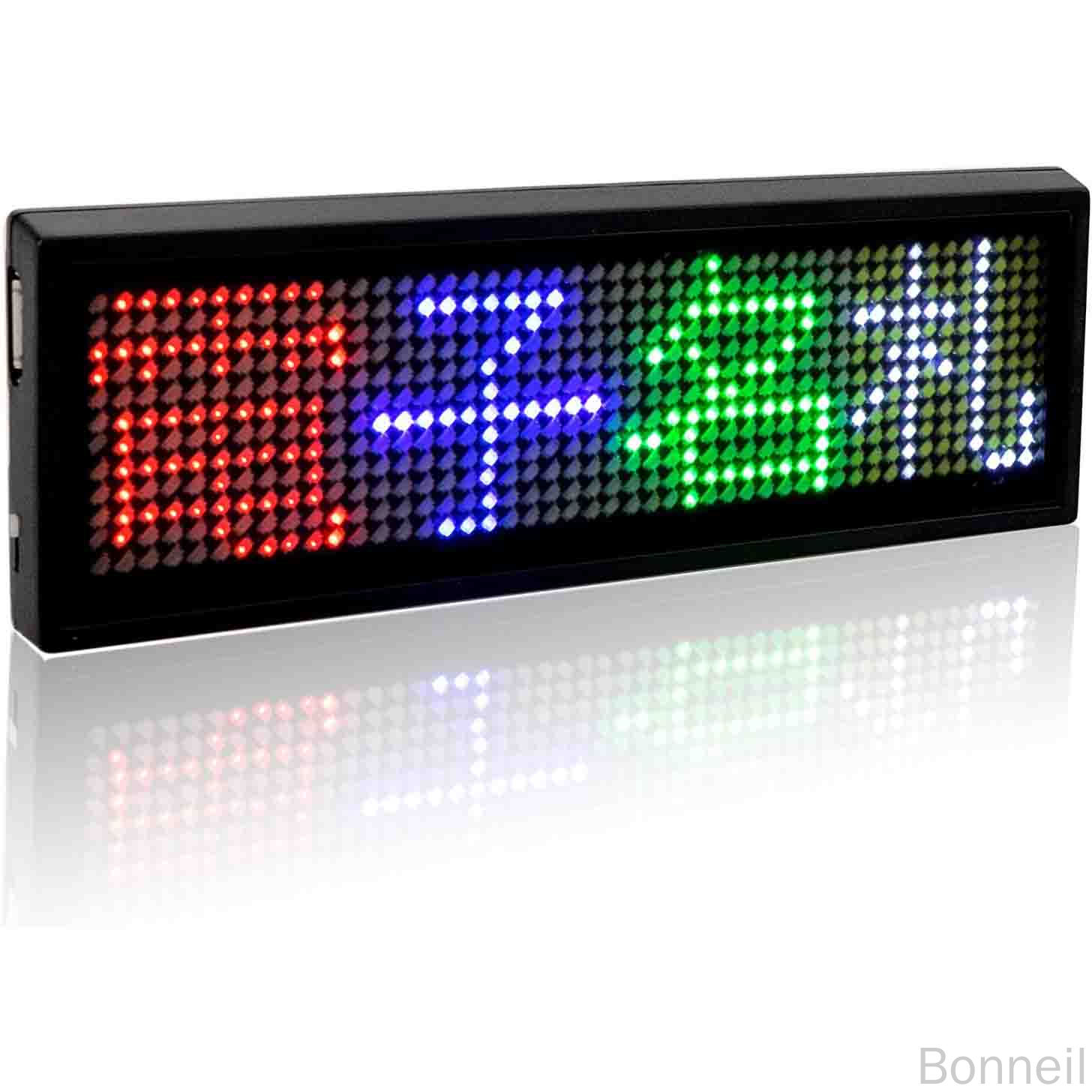 LED電子名札 ミックス色LEDネーム 充電式 小型 軽量 LED電光掲示板 スマホコントロール対応 テキスト入..