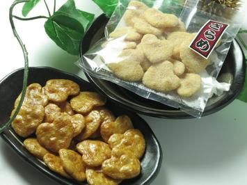 ハートの種せんべいしょうゆ ざらめ 素焼き 国産 うるち 米 手作り 煎餅 菓子 スイーツ 伊豆 修善寺 箱根湯本 手焼堂 備長炭 ブライダル バレンタインホワイトデー ラッピング 無料包装