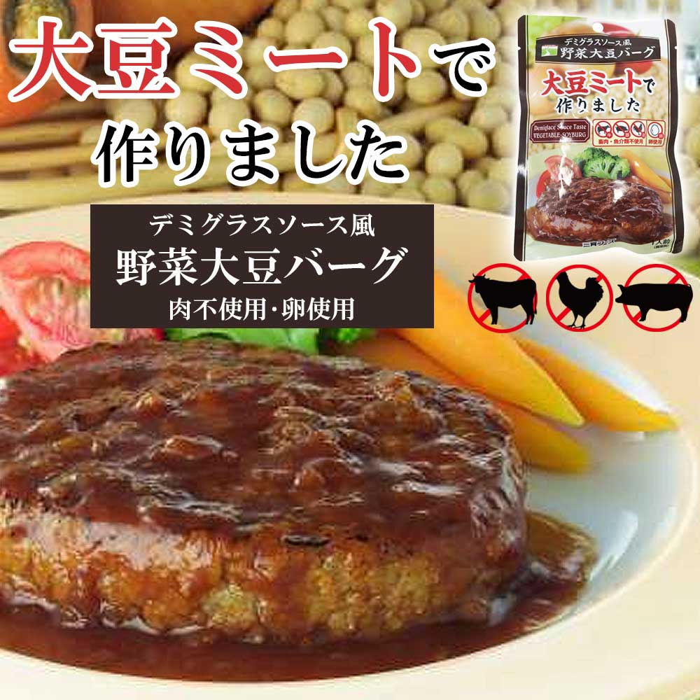 【大豆ミート】野菜大豆バーグ デミグラスソース / てり焼き［三育フーズ］ パウチ レトルト ベジタリアン