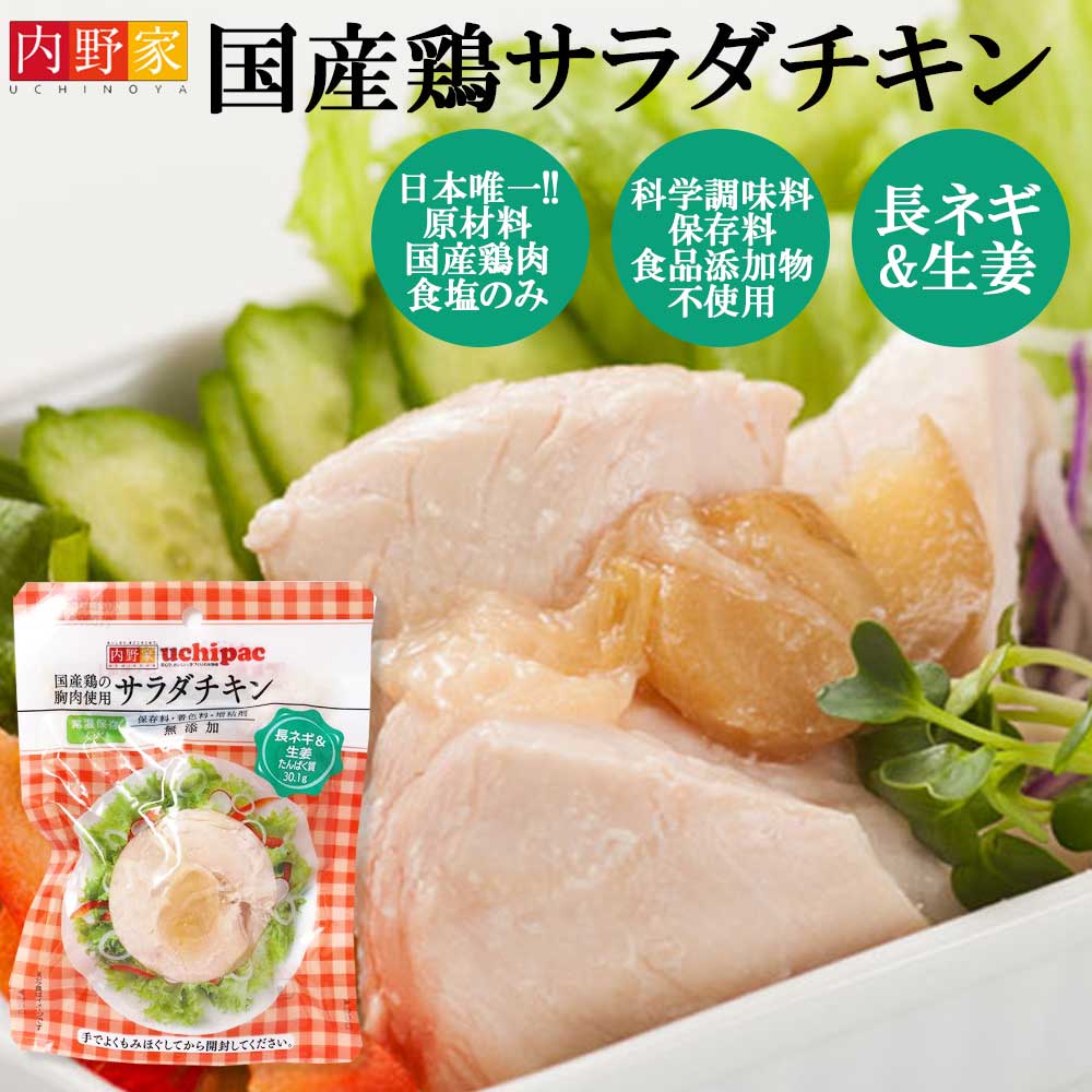 【国産・無添加】国産鶏サラダチキン　長ネギ＆生姜 100g［内野家］常温保存