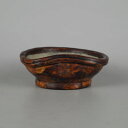 盆栽鉢 文山 越前文山 小型 長辺 約 13.2cm 鯖江園芸 変形 丸鉢 釉薬 現品