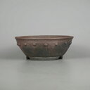 盆栽鉢 文山 越前文山 小型 長辺 約 14.5cm 鯖江園芸 丸鉢 縁付 鋲打 泥物 現品