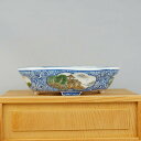 盆栽鉢 大谷 龍泉 (箱付き) 窓抜 色絵 山水画 木瓜鉢 観賞用 現品 新品 送料無料 鉢 植木鉢 趣味 人気商品 癒し プレゼント 贈りもの お祝い