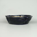 盆栽鉢 常滑 秀峰造 中型 長辺 約25cm 梅花鉢 外縁 瑠璃 釉薬 現品 新品 送料無料