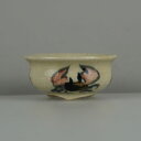 盆栽鉢 是好 矩 小鉢 長辺 約 5.8cm 丸鉢 色絵 蟹 かに カニ 鑑賞 観賞用 現品 新品 送料無料