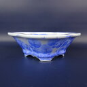 盆栽鉢 平安泉山 小型 長辺 約17.2cm 木瓜鉢 外縁 青花結晶 釉薬 新品 数量物 送料無料