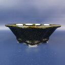 盆栽鉢 平安泉山 小型 長辺 約17cm 木瓜鉢 外縁 黒釉 星結晶 釉薬 新品 数量物 送料無料