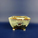盆栽鉢 桂雲 福田桂雲 小型 長辺 約 12cm 正方鉢 釉薬 現品 新品 送料無料