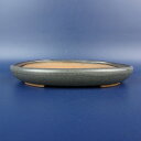 【中古】盆栽鉢 春萌 小型 長辺 約15cm 楕円鉢 釉薬 現品 中古鉢