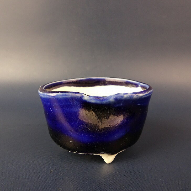 盆栽鉢 基 小鉢 長辺 約5.2cm 変形 丸鉢 釉薬 現品 新品