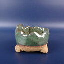 盆栽鉢 竹鳳 落款なし 小鉢 長辺 約 5.7cm 丸鉢 釉薬 現品 新品