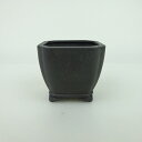 盆栽鉢 青香 小鉢 長辺 約6.5cm 正方鉢 隅入 雲足 下帯 泥物 現品