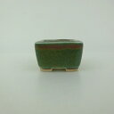 盆栽鉢 青香 豆鉢 長辺 約4.3cm 正方鉢 釉薬 現品