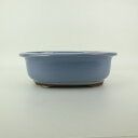 盆栽鉢 万古焼 萬古 中型 長辺 約21cm 楕円鉢 縁付 釉薬 新品 数量物